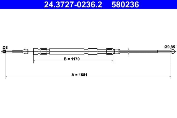 Handremkabel Achter Links (1681mm) past: BMW 5 (E60), 5 (E61) 2.0-5.0 12.01-12.10