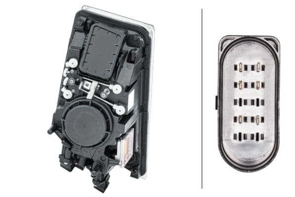 Koplamp Links (D2S/H7/LED/PY21W, handleiding, zonder motor, kleur invoegen: verchroomd, kleur indicator: transparant) past: VOLVO FH, FH II, FH16, FM 09.05-