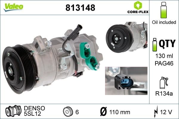 Airconditioning compressor past: BMW 1 (E81), 1 (E82), 1 (E87), 1 (E88), 3 (E90), 3 (E91), 3 (E92), 3 (E93), X1 (E84)  ROLLS-ROYCE PHANTOM VII, PHANTOM VII DROPHEAD 1.6-6.75 01.03-07.17