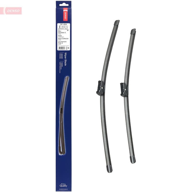 Wisserblad voegloos Voor met spoiler (2pcs) Flat Blades 530/475mm past: SEAT CORDOBA, IBIZA III  VW POLO IV 10.01-