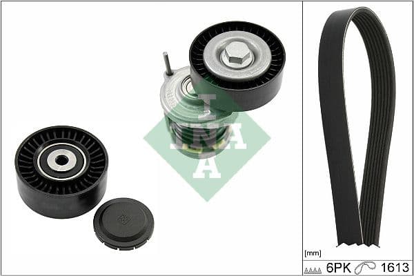 V-snaren set (met rollen) past: AUDI A4 B6, A4 B7  VW CRAFTER 30-35, CRAFTER 30-50 1.9D/2.0D 11.00-12.16