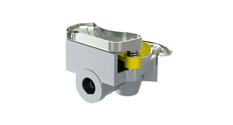 Pneumatische koppeling (door handle, draadmaat M22x1,5mm, kleur geel, klep inbegrepen, toepassing trekker) past: DAF LF 45, LF 55  IVECO EUROCARGO I-III, EUROSTAR, EUROTECH MH, EUROTECH MP