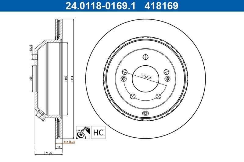 Brake disc Achter Links/Rechts past: KIA SORENTO III 2.0D-3.5 01.15-12.20