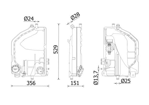 Koelvloeistof expansievat (met niveausensor) past: MERCEDES ATEGO, ATEGO 2 OM900.911-OM926.994 01.98-