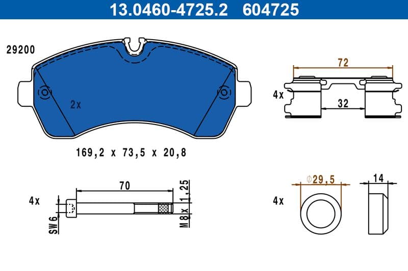 Remblokken set Voor (met remklauw geleidingsbouten), past: MERCEDES SPRINTER 3,5-T (B906), SPRINTER 3,5-T (B907), SPRINTER 3,5-T (B907, B910), SPRINTER 3-T (B907) 1.8-Electric 04.06-