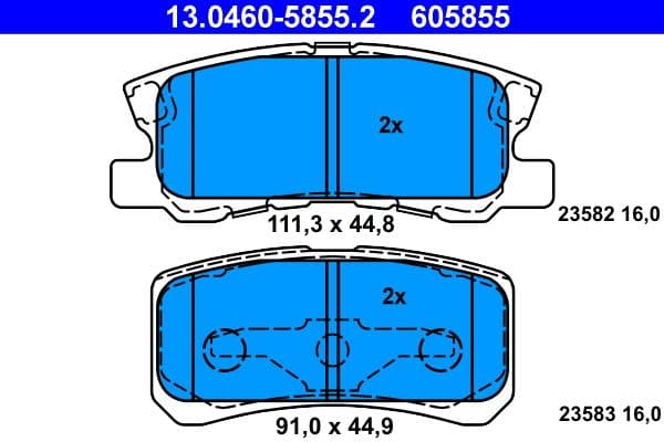Remblokken set Achter , past: CHRYSLER 200, SEBRING  CITROEN C4 AIRCROSS, C-CROSSER, C-CROSSER ENTERPRISE  JEEP COMPASS, PATRIOT  LANCIA FLAVIA  MITSUBISHI ASX, ENDEAVOR, GRANDIS 1.6-3.8 04.00-