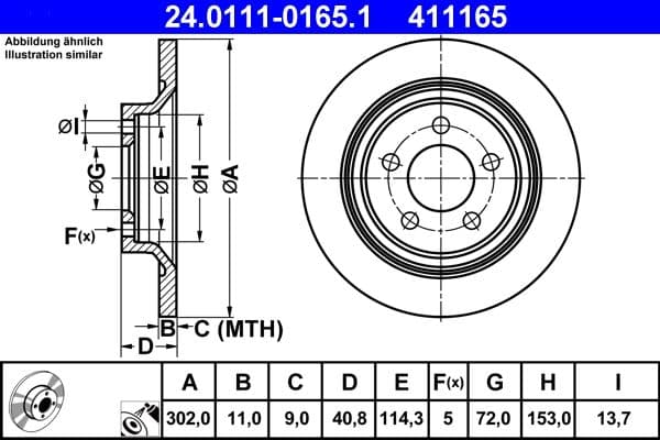 Brake disc Achter Links/Rechts past: MAZDA 5 1.6D-2.3 02.05-