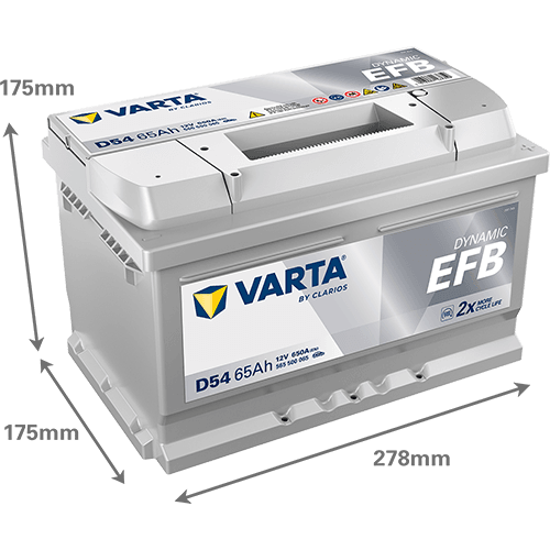 Batterij VARTA 12V 65Ah/650A (EN) Dynamic EFB  (EN) START&STOP EFB (R+) 278x175x175 B13 - montageflens 10,5 mm