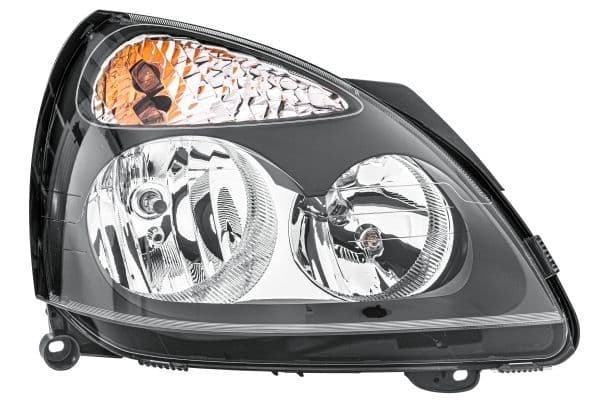 Koplamp Rechts (halogeen, H1/H7/PY21W/W5W, zonder motor, kleur invoegen: zwart, kleur indicator: transparant) past: RENAULT CLIO II, THALIA I -12.03