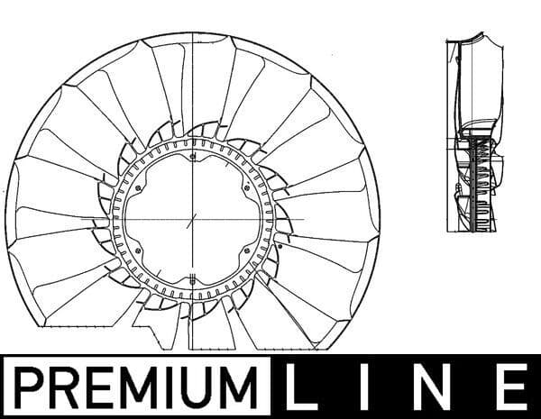 Radiator plezier (diameter 812mm, aantal bladen 13) past: MERCEDES ACTROS MP4 / MP5, ANTOS, AROCS 471.943-OM473.915 07.11-