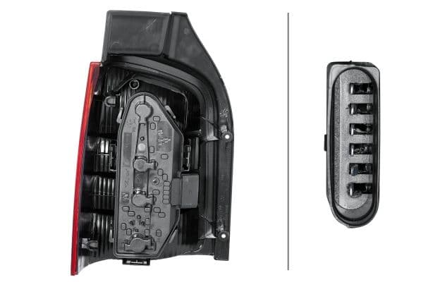 Achterlicht Rechts (P21/4W/P21W, kleur indicator oranje, kleur van het glas red/transparant/wit, anti-fog licht, achteruitrijlicht) past: VW TRANSPORTER T5 2D 04.03-11.09