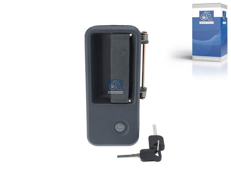 Door handle Rechts (met de sleutel, extern, met slotgat, zwart) past: VOLVO FH, FH12, FH16, FH16 II, FM10, FM12, FM7, FM9, NH12 12.1D-9.6D 08.93-