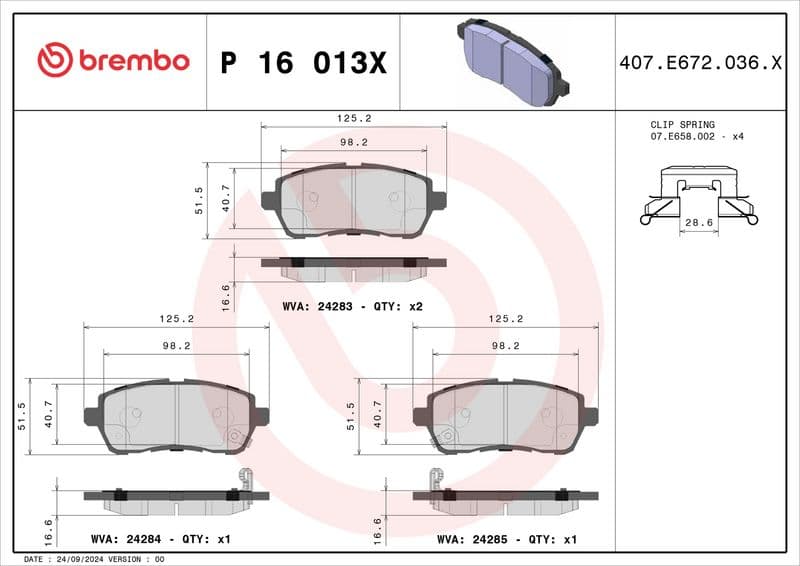 Remblokken - afstelling, Voor, past: DAIHATSU MATERIA, SIRION  FORD FIESTA, FOCUS II, FOCUS III  MAZDA 2  SUBARU JUSTY IV  SUZUKI BALENO, SWIFT IV, SWIFT V 1.0-2.0 01.05-