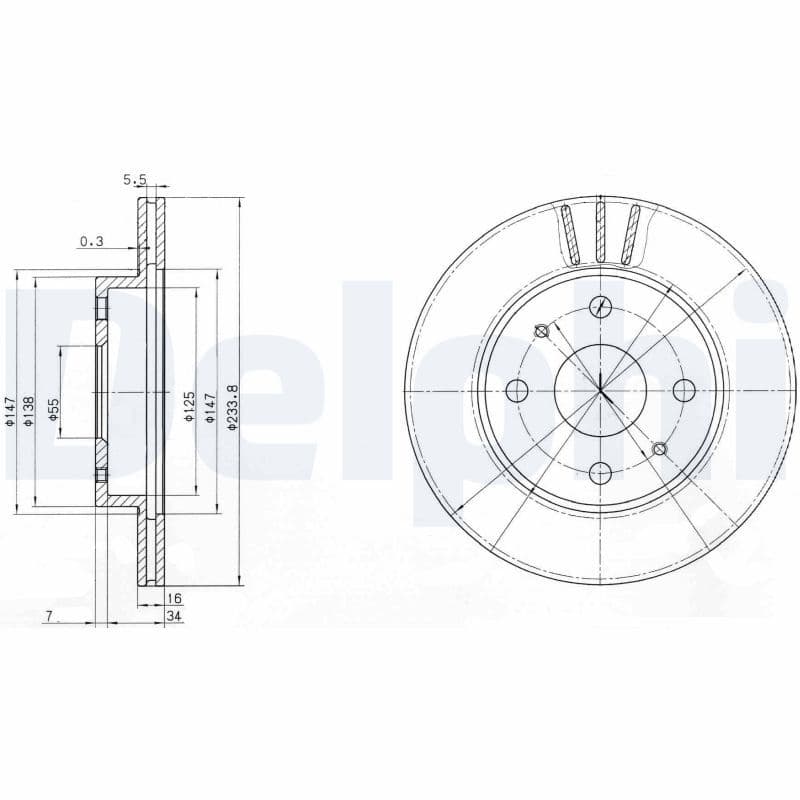 Remschijf set (2 stuks) Voor Links/Rechts past: DAIHATSU CUORE VI, CUORE VII, MOVE, SIRION, TREVIS, YRV  SUBARU JUSTY IV  TOYOTA DUET 1.0/1.0LPG/1.3 04.98-