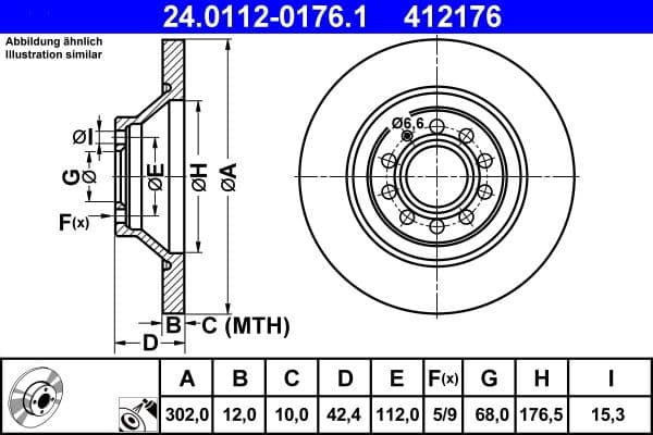 Brake disc Achter Links/Rechts past: AUDI A6 ALLROAD C6 2.7D-4.2 03.06-08.11