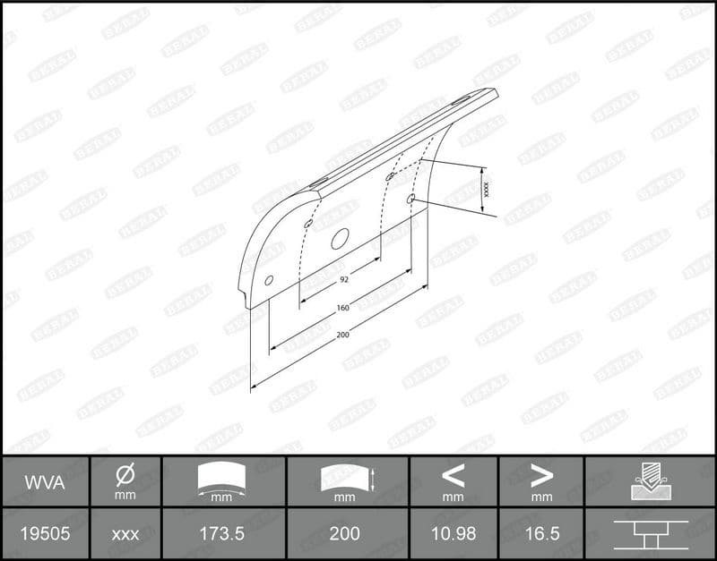 Brake shoe lining (364x200. basis) past: MERCEDES ATEGO, ATEGO 2, LK/LN2 01.84-