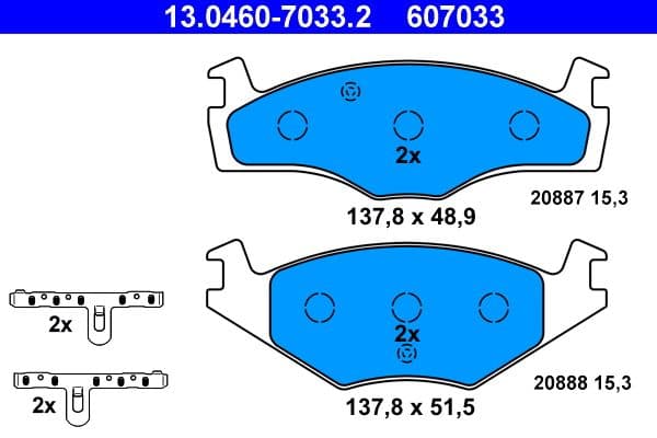 Remblokken set Voor , past: SEAT CORDOBA, CORDOBA VARIO, IBIZA II  VW GOLF I, GOLF II, JETTA I, JETTA II, PASSAT B1, PASSAT B2, POLO, SANTANA, SCIROCCO 1.3-2.2 08.75-12.02