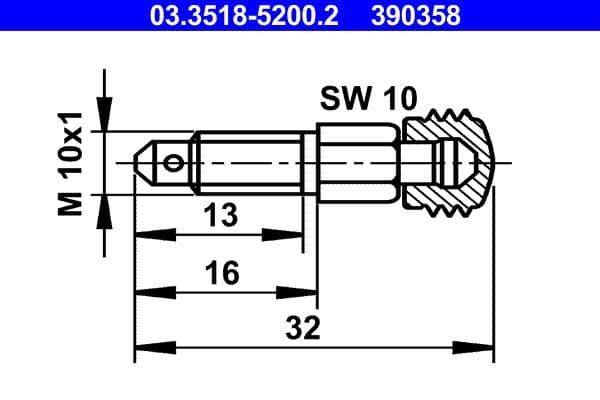 Brake vent (M10x1mm) past: AUDI A1, A3, A4 B5, A4 B6, A4 B7, A4 B8, A4 B9, A5, A6 C4, A6 C5, A6 C6, A6 C7, A7, A8 D4, Q5, TT  SEAT ALHAMBRA, ALTEA, ALTEA XL, EXEO, EXEO ST, IBIZA III 1.0-6.3 07.90-