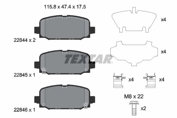 Remblokken set Achter , past: JEEP CHEROKEE, COMPASS 1.4-3.2 11.13-