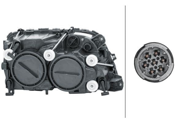 Koplamp Links (H1/H7/PY21W/W5W, elektrisch, met motor, kleur invoegen: zilver, kleur indicator: oranje) past: MERCEDES ACTROS MP2 / MP3 10.02-