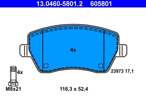 Remblokken set Voor (met remklauw geleidingsbouten), past: DACIA DOKKER, DUSTER, LODGY, LOGAN, LOGAN EXPRESS, LOGAN MCV  NISSAN BLUEBIRD SYLPHY II, MICRA C+C III, MICRA III 0.9-Electric 03.02-
