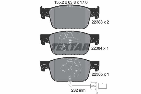 Remblokken set Voor , past: AUDI A4 ALLROAD B9, A4 B9, A5 1.4-3.0DH 05.15-