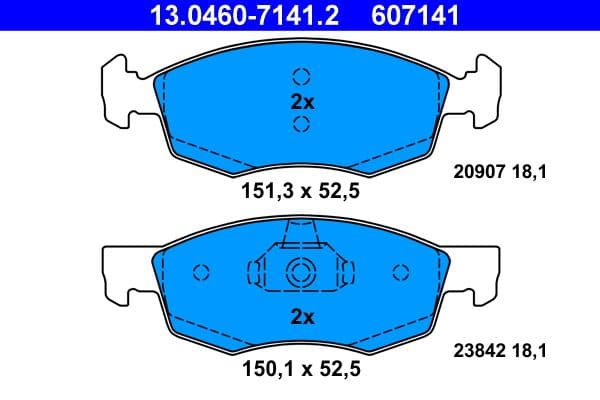 Remblokken set Voor , past: FIAT DOBLO 1.2-1.9D 03.01-