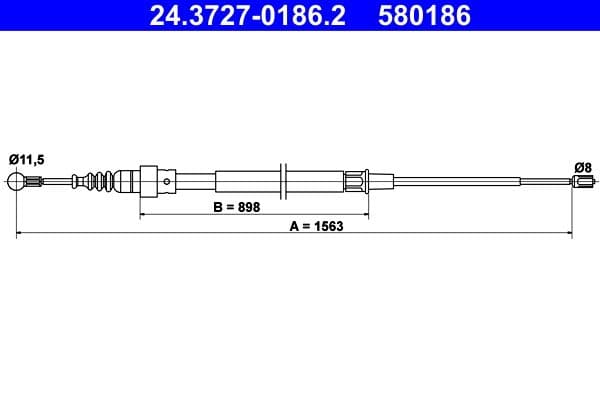 Handremkabel Achter Links/Rechts (1563mm) past: VW TOURAN 1.2-2.0D 02.03-05.15