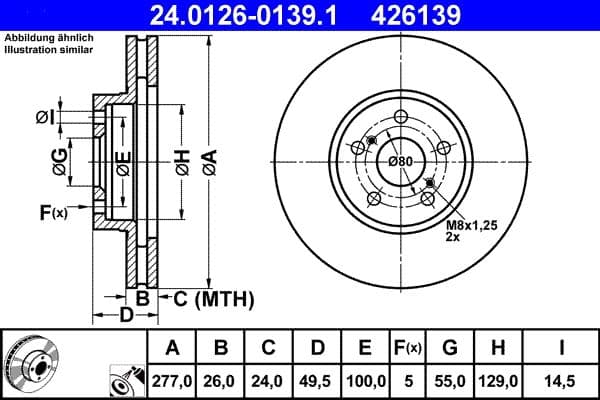 Brake disc Voor Links/Rechts past: TOYOTA AVENSIS 1.6-2.0D 01.03-11.08