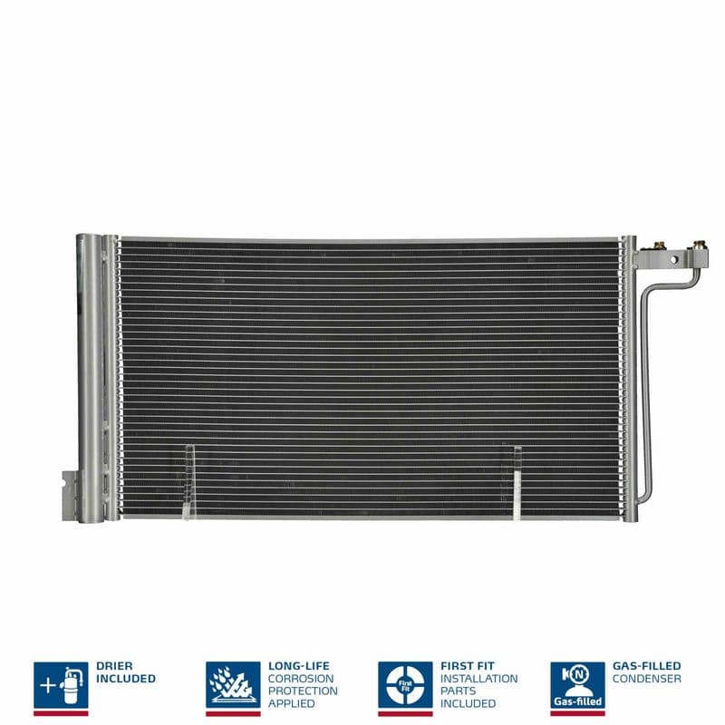 A/C condensator (met droger, (EN) additional fitting elements) past: FORD C-MAX II, FOCUS III, GRAND C-MAX 1.6-Electric 07.10-02.20