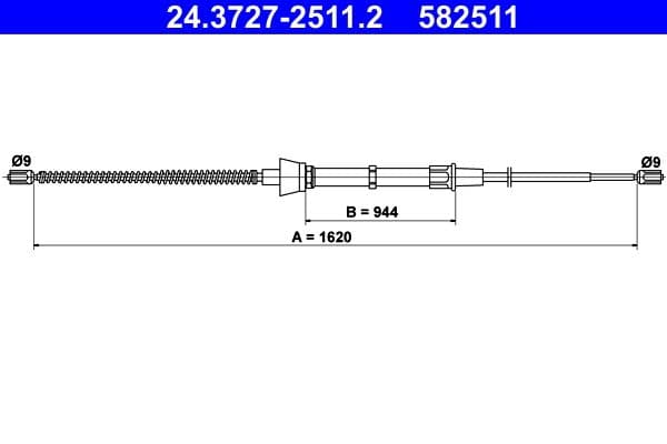 Handremkabel Achter Links/Rechts (1620mm) past: SKODA OCTAVIA I 1.4/1.6/1.9D 09.96-12.10