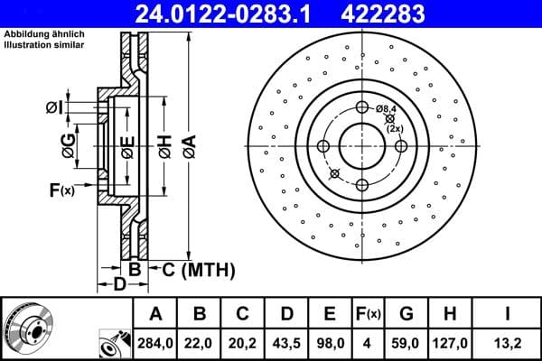 Brake disc Voor Links/Rechts past: ABARTH 500 / 595 / 695, 500C / 595C / 695C 1.4 05.08-