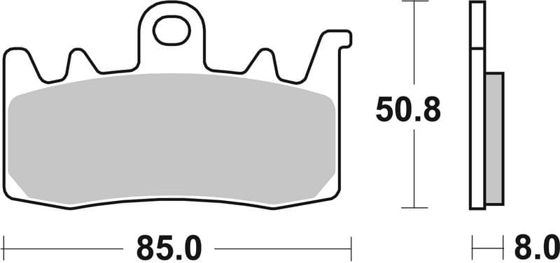 Brake pads Voor, beoogd gebruik: route, materiaal: sinter-LA, 50,8x85x8mm past: APRILIA ETV, TUONO  BENELLI BN  BMW F, G, R, R NINET, S  DUCATI HYPERMOTARD, HYPERSTRADA, MONSTER 310-1262 2011-2020
