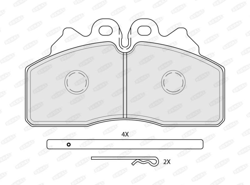 Remblokken set Achter/Voor BREMBO 2X68 past: IVECO EUROCARGO I-III, EUROCARGO IV, EUROCARGO V, EUROFIRE II, MAGIRUS 8040.25B.4200-F4GFE601A 01.91-