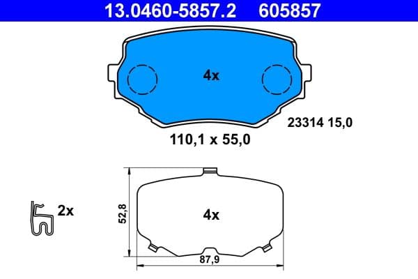 Remblokken set Voor (met een dempingskussen), past: SUZUKI GRAND VITARA I, VITARA, XL-7 1.9D-2.7 12.94-08.06