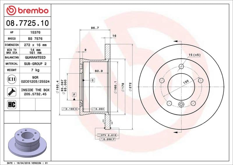 Brake disc Achter Links/Rechts past: MERCEDES G (W461), G (W463), SPRINTER 2-T (B901, B902), SPRINTER 3,5-T (B909), SPRINTER 3-T (B903), SPRINTER 4,6-T (B909) 2.0-Electric 09.89-
