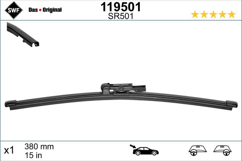 Wisserblad voegloos Achter (1pcs) Visioflex 380mm past: LAND ROVER RANGE ROVER SPORT II 04.13-03.22