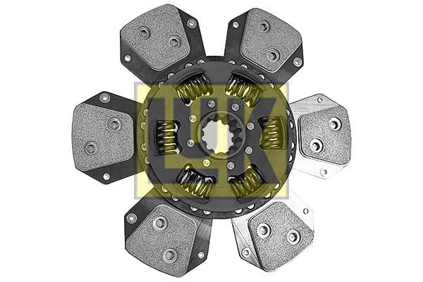 Koppelingsplaat/plaat keramiek (280mm  aantal peddels: 6) past: URSUS 8014 A, 8064 STD, 360, 380  CARRARO 105 F  CLAAS 210, 220, 230 2WD, 230 4WD, 237 VE, 237 VL, 247 F, 247 VE, 247 VL, 257 F