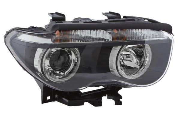 Koplamp Rechts (bi-xenon/halogeen, D2S/H7/PY21W, elektrisch, met motor, met gloeilamp, kleur invoegen: zwart, kleur indicator: transparant) past: BMW 7 (E65, E66, E67)