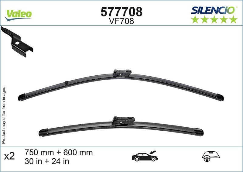 Wisserblad voegloos Voor (2pcs) Silencio 750/650mm past: NISSAN INTERSTAR  RENAULT MASTER IV 06.24-