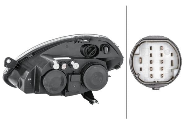 Koplamp Rechts (H3/H7/PY21W/W5W, elektrisch, met motor, kleur invoegen: zilver, kleur indicator: transparant) past: LANCIA YPSILON 843 09.06-12.11