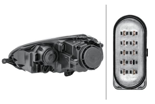 Koplamp Rechts (halogeen, H7/H7/PY21W/W5W, met motor, kleur invoegen: grijs, kleur indicator: transparant) past: VW GOLF V -02.09