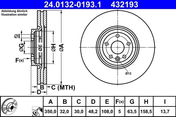 Brake disc Voor Links/Rechts past: JAGUAR F-PACE, XE, XF II, XF SPORTBRAKE 2.0-3.0D 03.15-