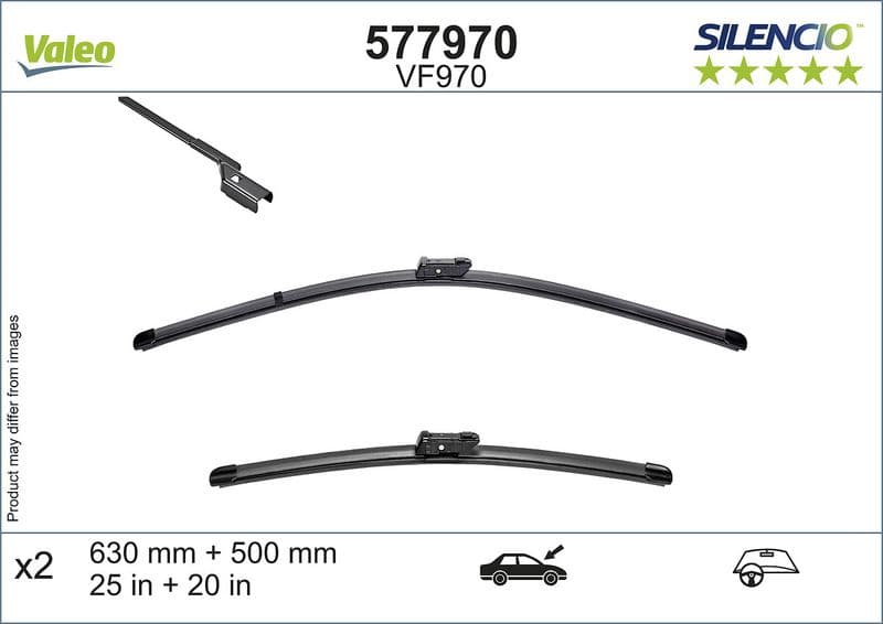 Wisserblad voegloos Voor met spoiler (2pcs) Silencio 630/500mm past: BMW XM (G09)  FORD FOCUS IV 01.18-