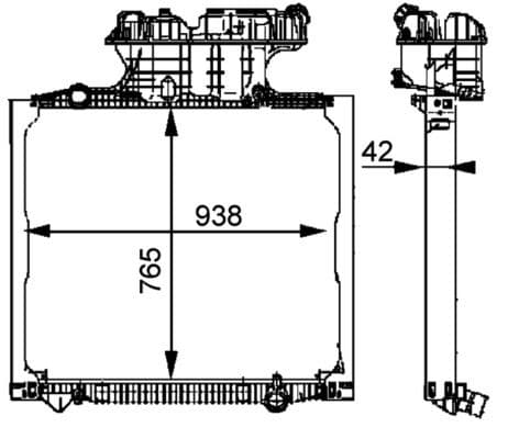 Motorradiator ((en) with frame, laag) past: MAN TGA, TGS I, TGX I D0836LF41-D3876LF16 06.99-
