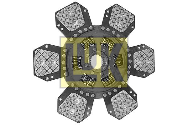 Koppelingsplaat/plaat keramiek (310mm  aantal peddels: 6) past: CLAAS 220, 230, 330  DEUTZ FAHR 5080 G, 5090 C, 5090 D, 5090 G, 5090.4 D, 5090.4 G, 100 M, 100 N, 400 F, 410 F, 90 C, 90 M, 90 N