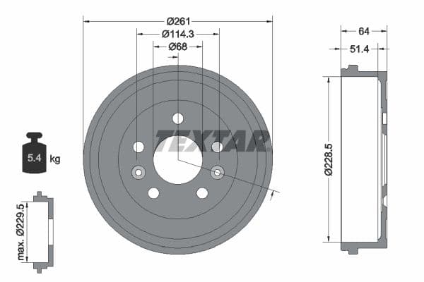 Brake drum Achter past: DACIA BIGSTER, DUSTER  NISSAN JUKE  RENAULT ARKANA I, CAPTUR I, CAPTUR II, DUSTER, EXPRESS, GRAND KANGOO III, KANGOO III, KAPTUR 1.0-Electric 04.10-