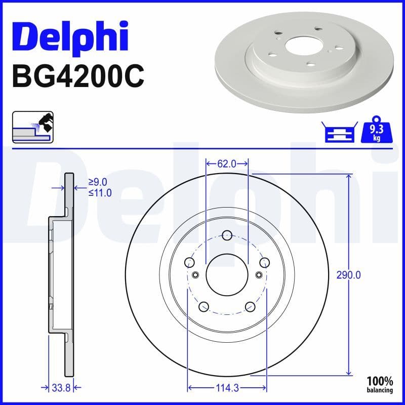 Remschijf set (2 stuks) Achter Links/Rechts past: TOYOTA AVENSIS 1.6-2.2D 11.08-10.18