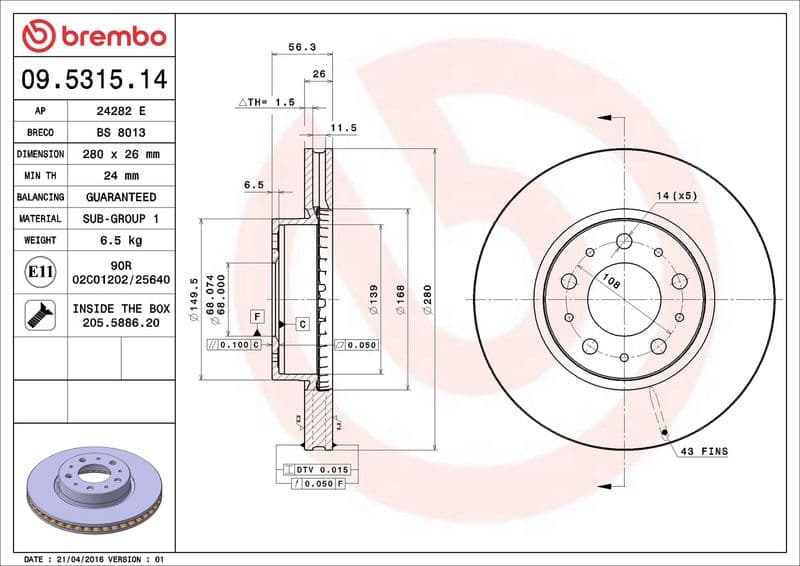Brake disc Voor Links/Rechts past: VOLVO 740, 760, 940, 940 II, 960, 960 II 2.0-2.9 01.82-10.98