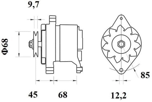 Dynamo (14V, 55A, (en) new with a deposit), DEUTZ FAHR 310, 320, 57, 60, 65, 67, 70, 75, 80, 90, 310 ECOLINE, 315 ECOLINE, 320 ECOLINE, 410, 410 ECOLINE, 420, 4.80 MK1  FIAT 1000, 1000 S, 1180